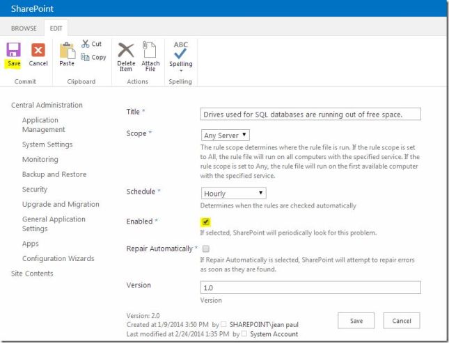 Enable Property in Sharepoint